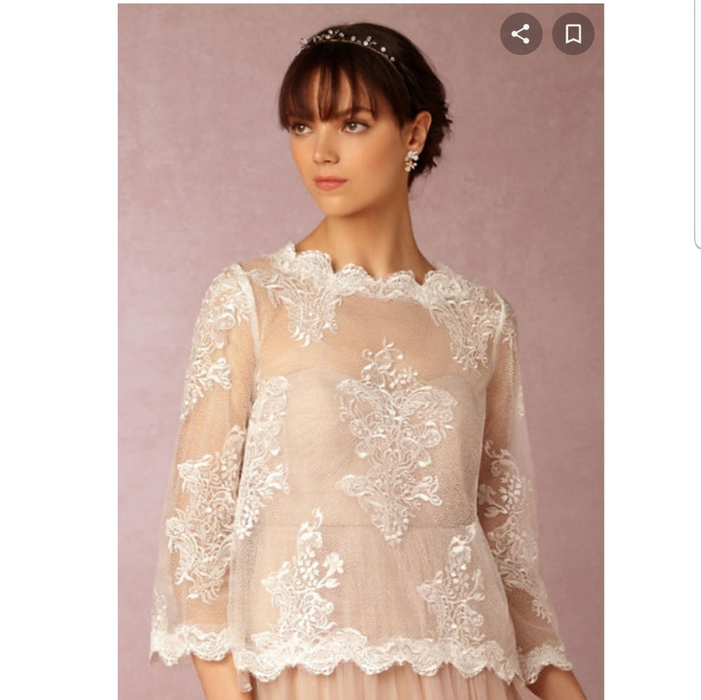 BHLDN Tadashi Shoji white lace topper